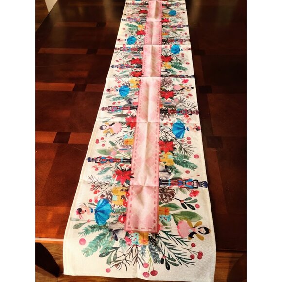 Festive Nutcracker Table Runner - Pink and White - Picture 5 of 16